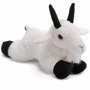 Plush White and Black Goat Toy